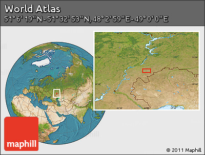 Satellite Location Map of the Area around 51° 19' 36" N, 48° 31' 29" E