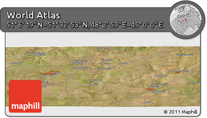 Satellite Panoramic Map of the Area around 51° 19' 36" N, 48° 31' 29" E