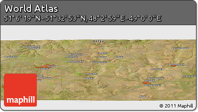 Satellite Panoramic Map of the Area around 51° 19' 36" N, 48° 31' 29" E