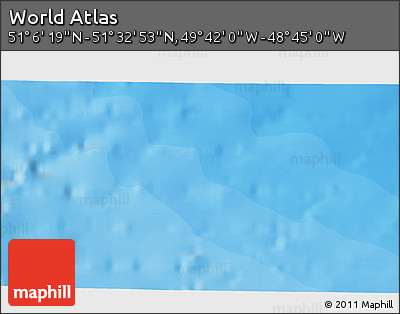 Political 3D Map of the Area around 51° 19' 36" N, 49° 13' 30" W