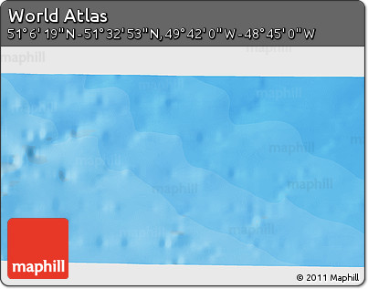 Political 3D Map of the Area around 51° 19' 36" N, 49° 13' 30" W