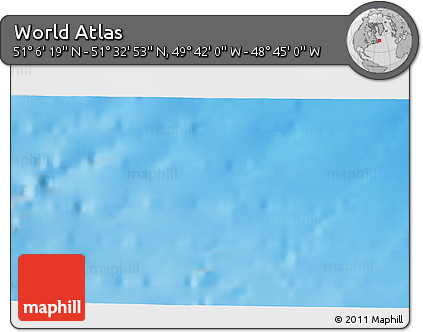 Shaded Relief 3D Map of the Area around 51° 19' 36" N, 49° 13' 30" W
