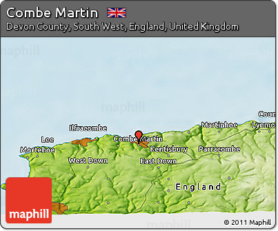 Physical 3D Map of Combe Martin