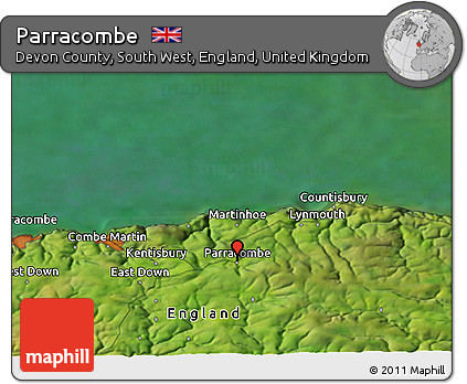 Satellite 3D Map of Parracombe