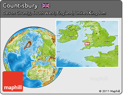 Physical Location Map of Countisbury