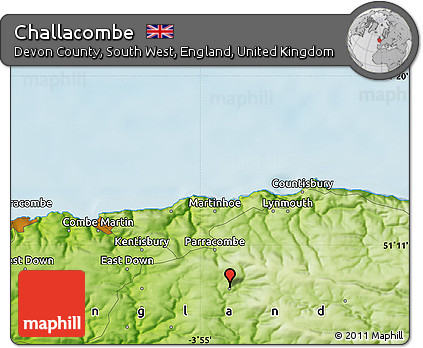 Physical Map of Challacombe