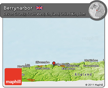 Physical Panoramic Map of Berrynarbor