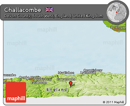 Physical Panoramic Map of Challacombe