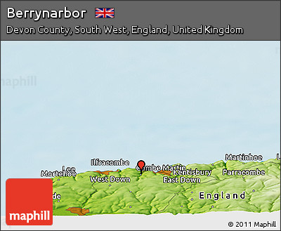 Physical Panoramic Map of Berrynarbor