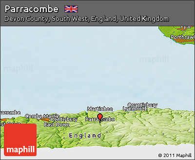 Physical Panoramic Map of Parracombe