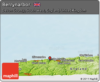 Physical Panoramic Map of Berrynarbor