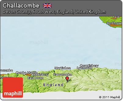 Physical Panoramic Map of Challacombe