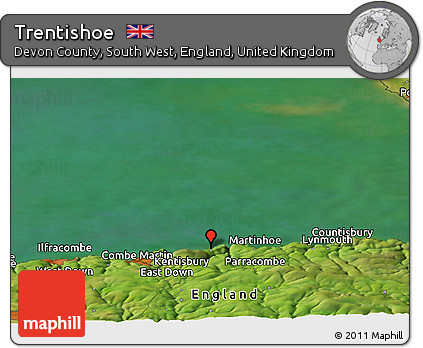 Satellite Panoramic Map of Trentishoe
