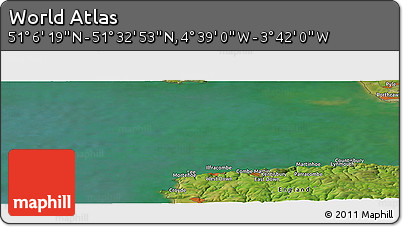 Satellite Panoramic Map of the Area around 51° 19' 36" N, 4° 10' 30" W