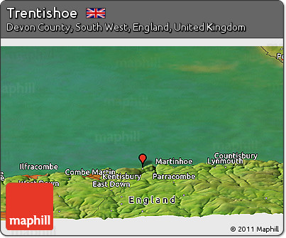 Satellite Panoramic Map of Trentishoe