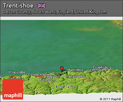 Satellite Panoramic Map of Trentishoe