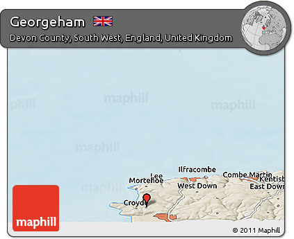 Shaded Relief Panoramic Map of Georgeham