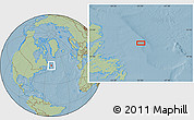 Savanna Style Location Map of the area around 51° 19' 36" N, 50° 55' 29" W, hill shading
