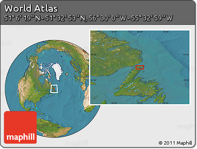 Satellite Location Map of the Area around 51° 19' 36" N, 56° 1' 29" W