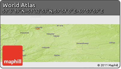 Physical Panoramic Map of the Area around 51° 19' 36" N, 60° 25' 29" E