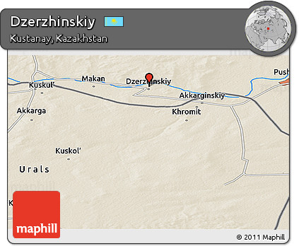Shaded Relief Panoramic Map of Dzerzhinskiy