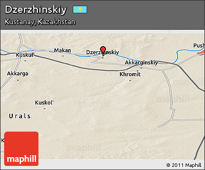 Shaded Relief Panoramic Map of Dzerzhinskiy