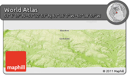 Physical Panoramic Map of the Area around 51° 19' 36" N, 61° 7' 30" W
