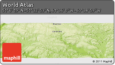 Physical Panoramic Map of the Area around 51° 19' 36" N, 61° 7' 30" W