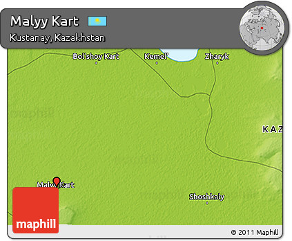 Physical 3D Map of Malyy Kart