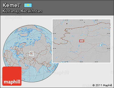 Gray Location Map of Kemel', hill shading