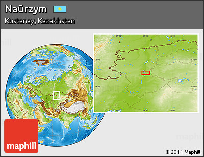Physical Location Map of Naūrzym