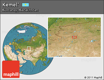 Satellite Location Map of Kemel'