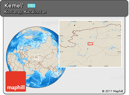 Shaded Relief Location Map of Kemel'