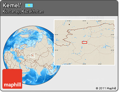Shaded Relief Location Map of Kemel'