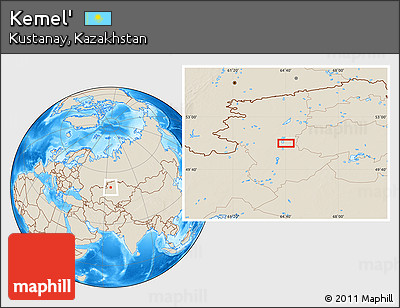 Shaded Relief Location Map of Kemel'