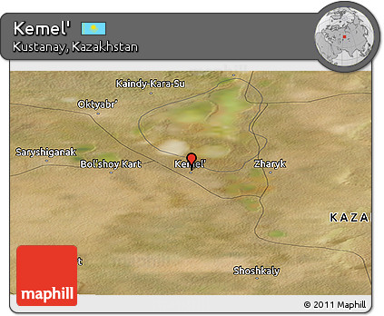 Satellite Panoramic Map of Kemel'