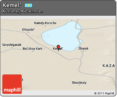 Shaded Relief Panoramic Map of Kemel'