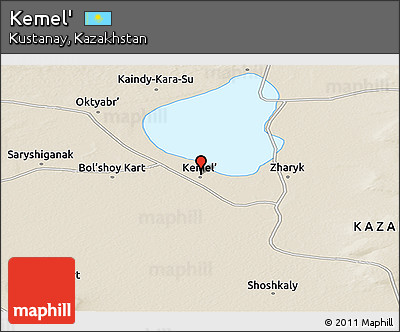 Shaded Relief Panoramic Map of Kemel'