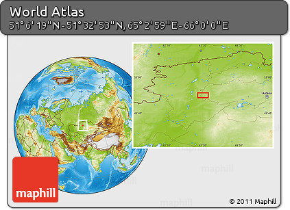 Physical Location Map of the Area around 51° 19' 36" N, 65° 31' 30" E