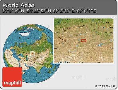 Satellite Location Map of the Area around 51° 19' 36" N, 65° 31' 30" E