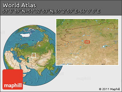 Satellite Location Map of the Area around 51° 19' 36" N, 65° 31' 30" E