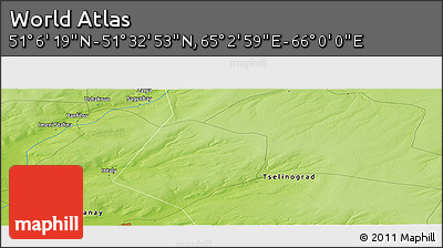 Physical Panoramic Map of the Area around 51° 19' 36" N, 65° 31' 30" E