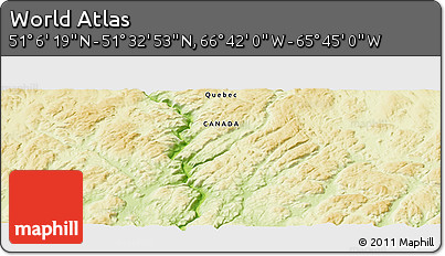 Physical Panoramic Map of the Area around 51° 19' 36" N, 66° 13' 29" W