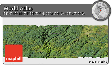 Satellite Panoramic Map of the Area around 51° 19' 36" N, 66° 13' 29" W