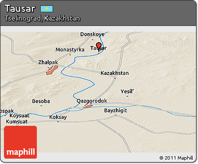 Shaded Relief Panoramic Map of Tausar