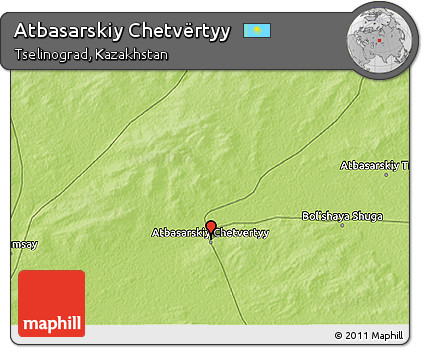 Physical 3D Map of Atbasarskiy Chetvërtyy