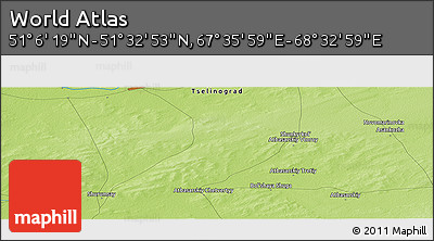 Physical Panoramic Map of the Area around 51° 19' 36" N, 68° 4' 29" E