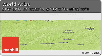 Physical Panoramic Map of the Area around 51° 19' 36" N, 68° 4' 29" E