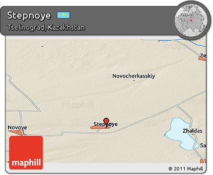 Shaded Relief Panoramic Map of Stepnoye