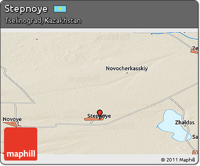 Shaded Relief Panoramic Map of Stepnoye